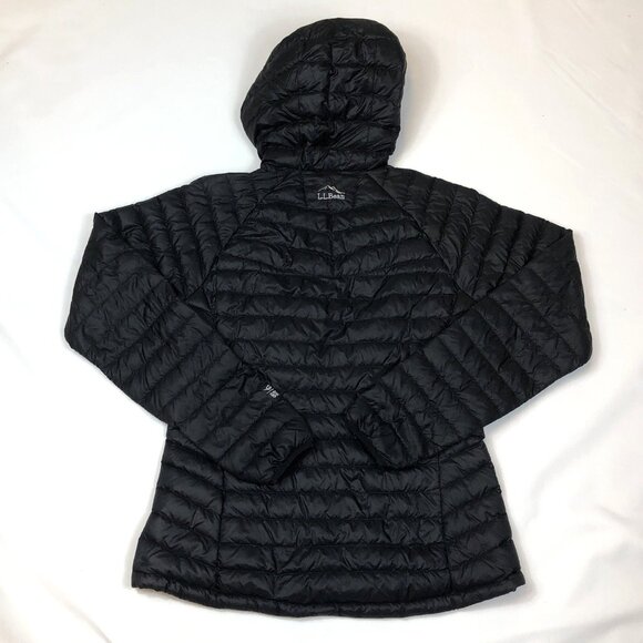 LL Bean Womens Goose Down 850 Downtek Black Ultralight Hooded Puffer Jacket XS - Picture 7 of 9